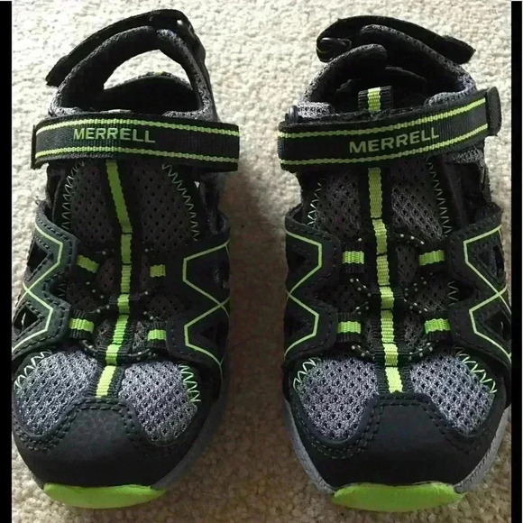 Merrell Sandals Kids Size 10 Medium Black & Lime - Picture 7 of 7